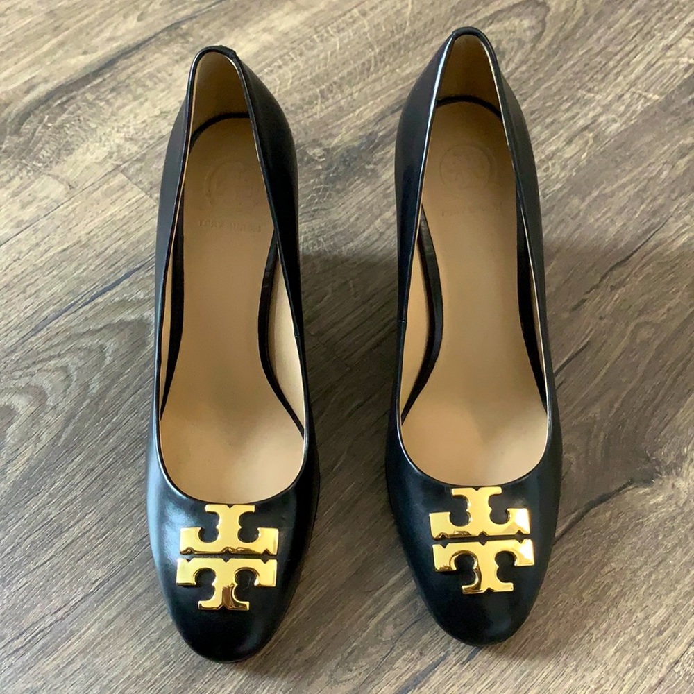 Tory Burch wedge heels black leather  6.5